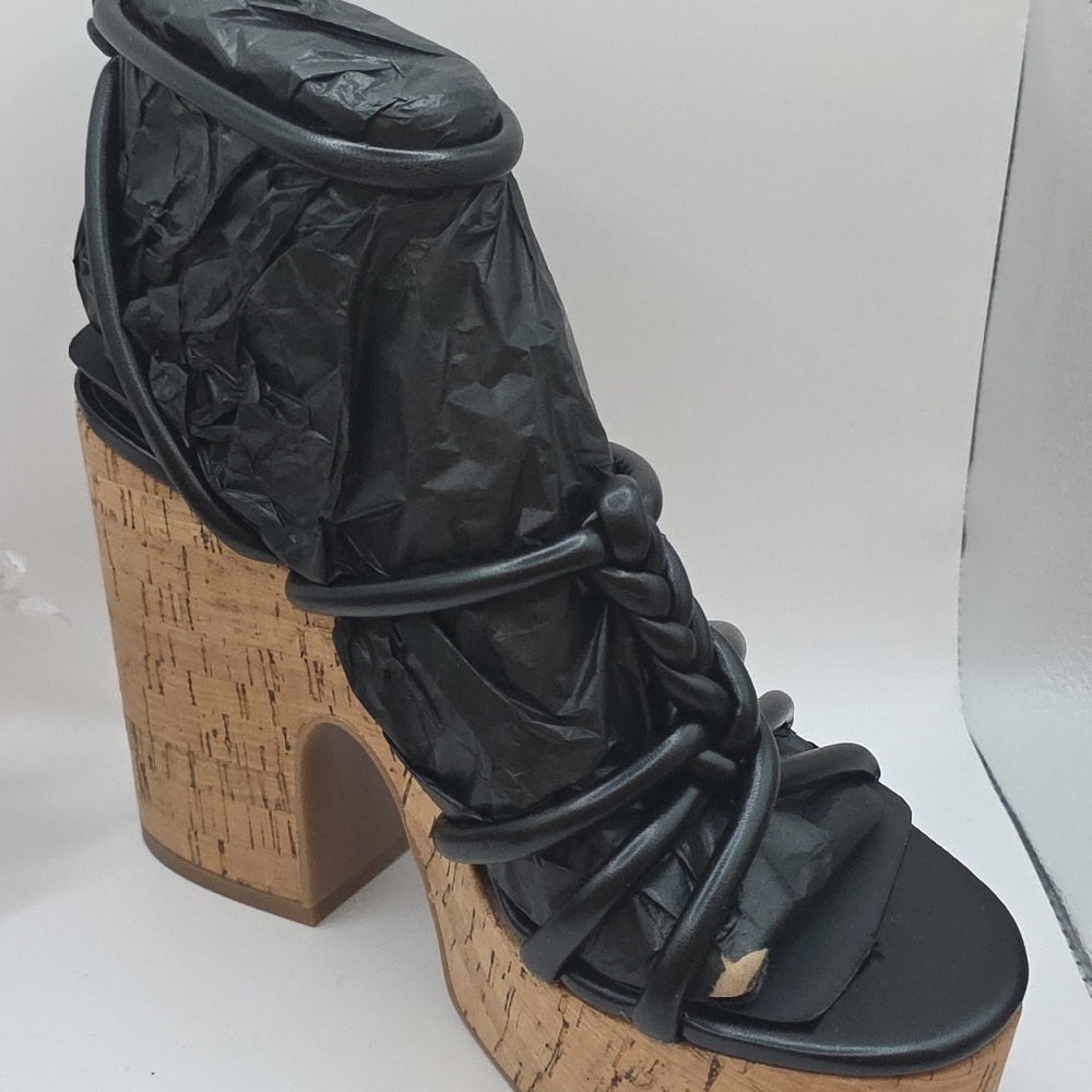 Black Nine West Olander 3 Strappy Platform Sandals, Black
